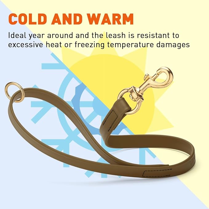 Viper Biothane K9 Working Dog Leash Waterproof Lead for Tracking Training Schutzhund Odor-Proof Long Line with Solid Brass Snap for Puppy Medium and Large Dogs 20in, Coyote Brown