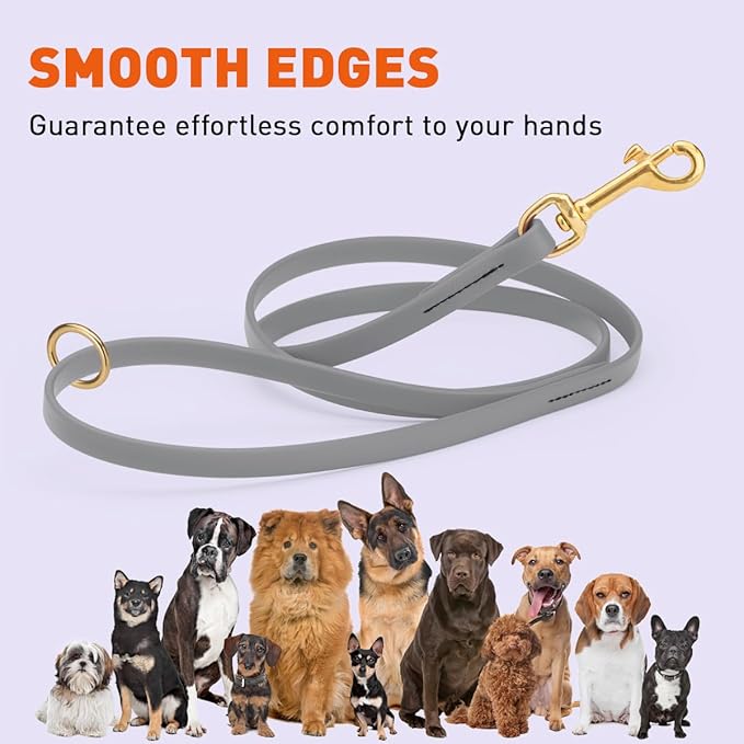 Viper Biothane K9 Working Dog Leash Waterproof Lead for Tracking Training Schutzhund Odor-Proof Long Line with Solid Brass Snap for Puppy Medium and Large Dogs 4ft, Battleship Gray