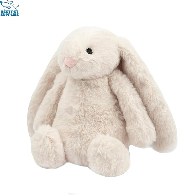 Best Pet Supplies Interactive Squeaky Dog Chew Toy, Ideal Dog Toys for Chewers, Small, Medium & Large Dogs, and Fetch Lovers - Bunny (Beige), Large