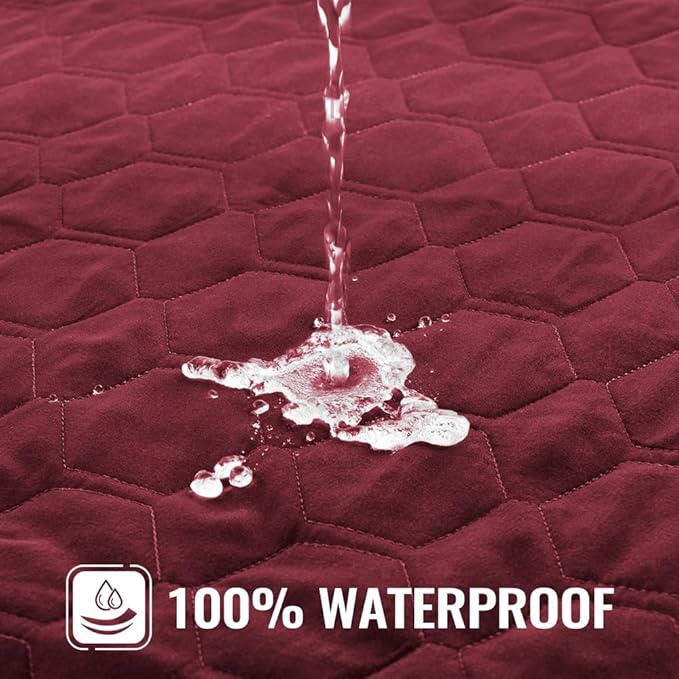 nanbowang Waterproof Dog Bed Covers Replacement Washable Pet Hair Easy to Remove, Dog Pillow Cover Quilted, Pet Bed Cover Lovely Puppy Bed Cover for Dog/Cat (27X36X6 (1pack), Burgundy)