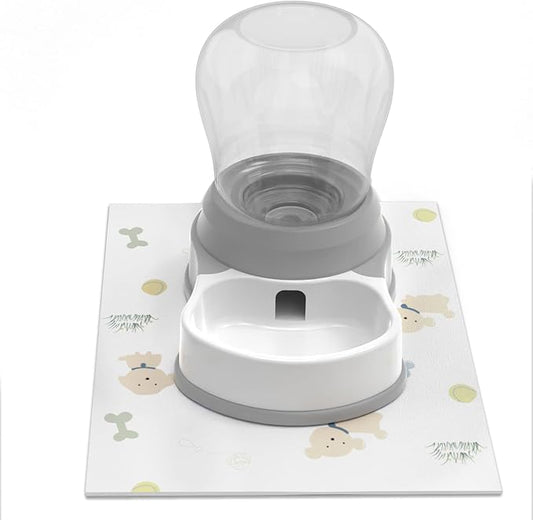 1 Gallon Automatic Dog Water Bowl Dispenser - Staltwo Premium Pet Water Dispenser with Non-Slip Mat,Large Capacity Water Feeder for Cats and Dogs, BPA-Free,1 Gallon Grey