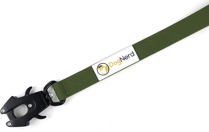 6ft Army Green Dual Handle Silicone Tactical Dog Leash for Medium, Large, Giant, K9 Breeds | Quick Release Swivel Clip Carabiner | Coated Nylon Heavy Duty | Strong Puller | Training Leashes