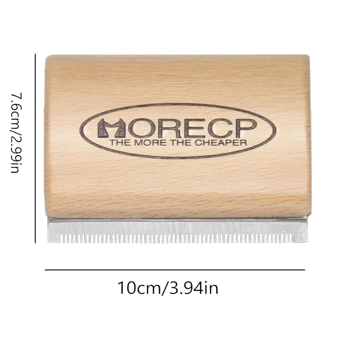 MORECP 3.95in Dog Brush & Deshedding Brush for Cats - Gentle & Effective Wooden Pet Hair Removal Tool for Dogs, Cats, Horses to Stop Shedding, Remove Undercoat