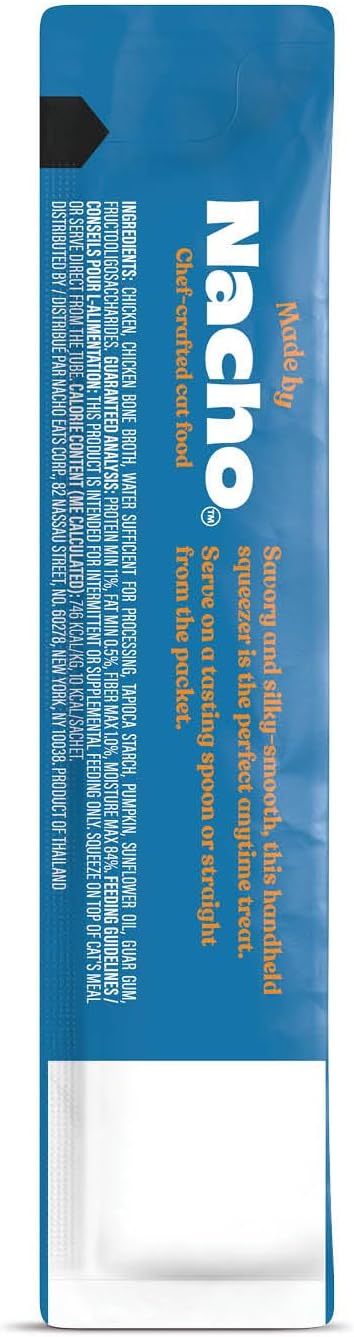 Made by Nacho Digestive Mousse Sachets, Lickable Cat Treats, 12 Count with Bone Broth, 0.5 oz, No Grains, Corn, Wheat or Soy