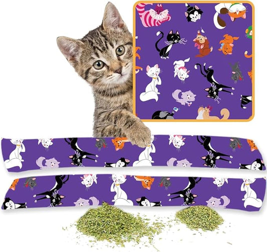 Catnip Kicker Toys – 15" Set of 2, Durable Cat & Kitten Kick Sticks, 100% Fresh Catnip. Made in USA. Encourages Exercise & Play for Cats of All Breeds. Interactive Catnip Toy (Purple Meows)