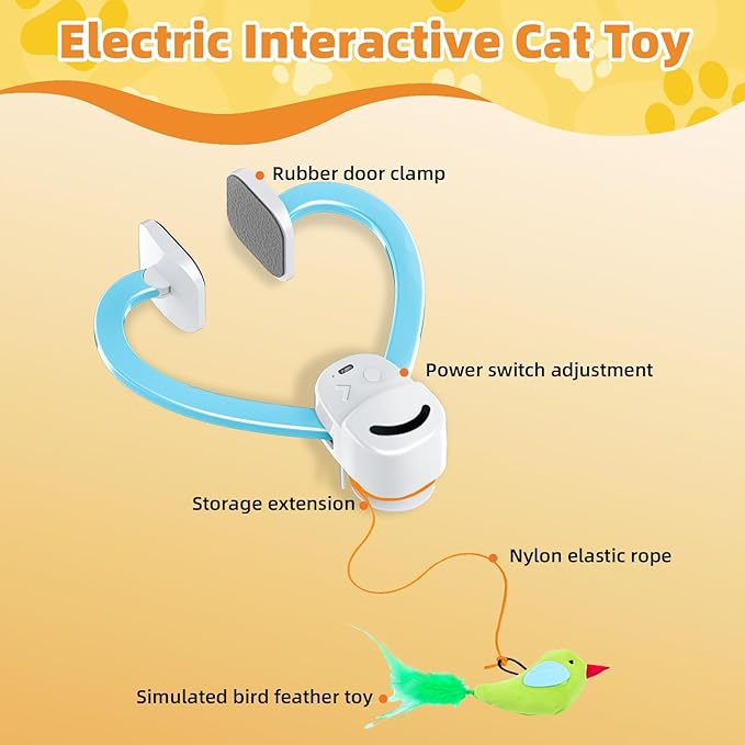 Interactive Cat Toys for Indoor Cats Automatic Electric Flying Bird Feather Mouse Toy - Best Kitten & Adult Cat Enrichment Mouse cat Toy Hanging Electric Kitty Toys for Bored Cats