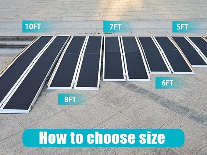 Portable Wheelchair Ramp 8FT with Support Legs, Anti-Slip Aluminum Wheelchair Ramps for Home Steps, Threshold & Doorways, Durable Handicap Ramp for Wheelchairs & Scooters 96" L x 29.2" W