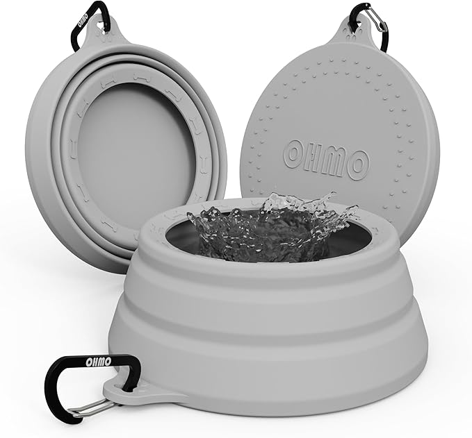 OHMO Spill Proof Collapsible Dog Water Bowl 24oz for Cars, No Splash Portable Bowls for Dog Travel, Pet Essentials for Road Trips, Cat Travel Accessories