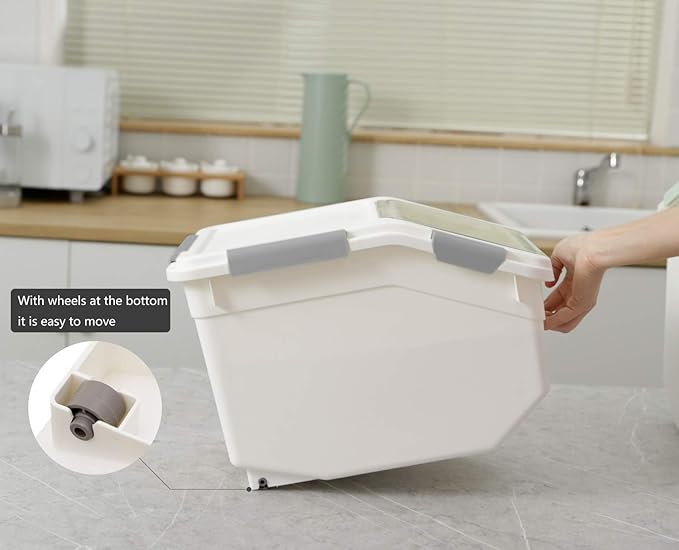 LISM 2 Pack Dog Food Storage Container with Scoop,Large Airtight Pet Dog Food Bin,Container for Dog Treats Rice,Dog Cat Dry Food Bin,Baking Supplies,Flour,Rice,Kitchen Pantry Cereal(15 LB)