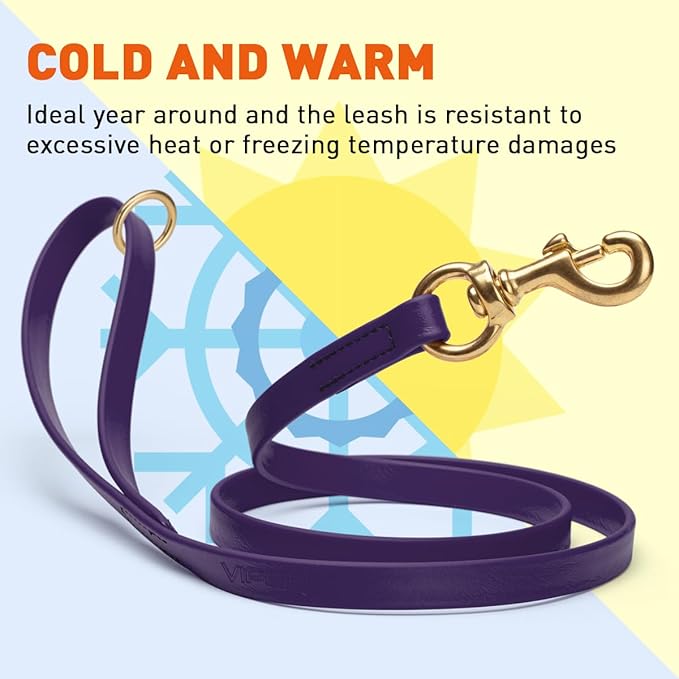Viper Biothane K9 Working Dog Leash Waterproof Lead for Tracking Training Schutzhund Odor-Proof Long Line with Solid Brass Snap for Puppy Medium and Large Dogs 4ft, Violet Purple