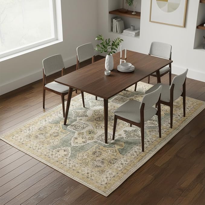 Muddy Mat짰 Monarch 5ft x 7ft Washable Area Rugs for Living Room, Bedroom & Dining Room ??Modern Soft Low Pile Non Slip Carpet ??Pet Friendly Waterproof Foldable Rugs for Home