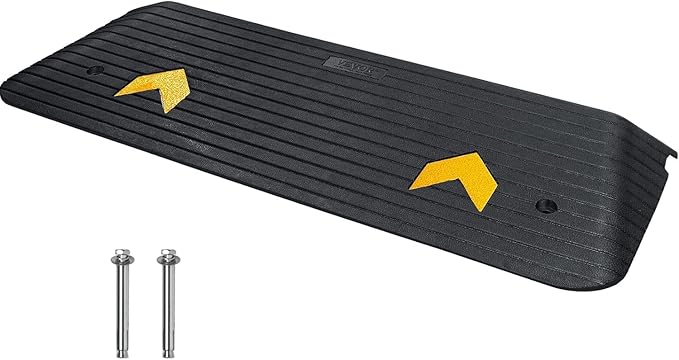 VEVOR 2" Rise Threshold Ramp Doorway, Recycled Rubber Power Wheelchair Ramp 3.64 Feet Long, 33069Lbs Load Capacity, Non-Slip Surface Rubber Solid Threshold Ramp for Wheelchair and Scooter