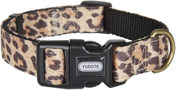 Dog Collar Animal Cheetah Pattern,Wear Resistant Fabric,No Fading,Comfortable and Durable for Puppy Medium Dogs(Neck:12"-18"