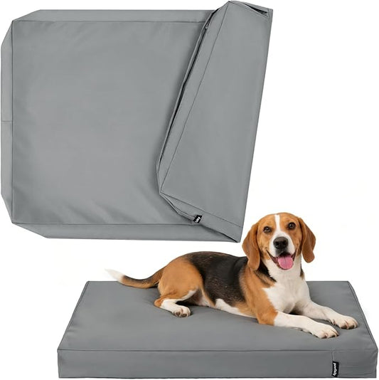 Waterproof Dog Bed Cover Replacement Washable, Easy to Clean, Pet Hair Resistant, Heavy Duty Oxford, Zipper Closure, Indoor/Outdoor Use, Fits 38 Inch Dog Crate - Large - 36"x 27"x 3" - Grey