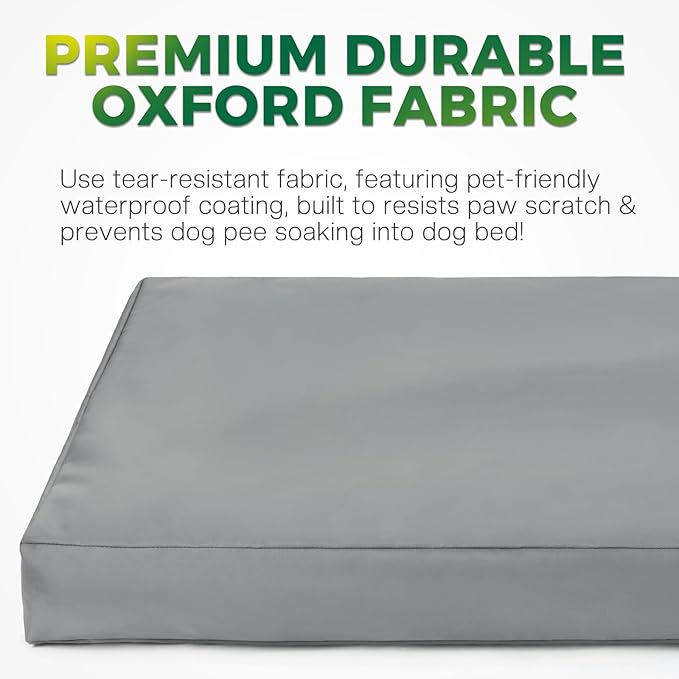Waterproof Dog Bed Cover Replacement Washable, Easy to Clean, Pet Hair Resistant, Heavy Duty Oxford, Zipper Closure, Indoor/Outdoor Use, Fits 42 Inch Dog Crate - Extra Large XL - 41"x 27"x 4" - Grey