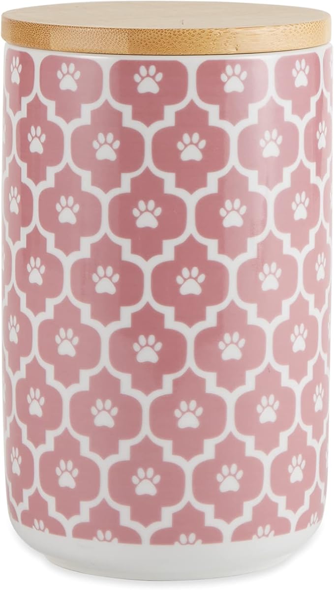 Bone Dry Lattice Collection Pet Bowl & Canister, Treat Canister, 4x6.5, Rose (Pack of 6)