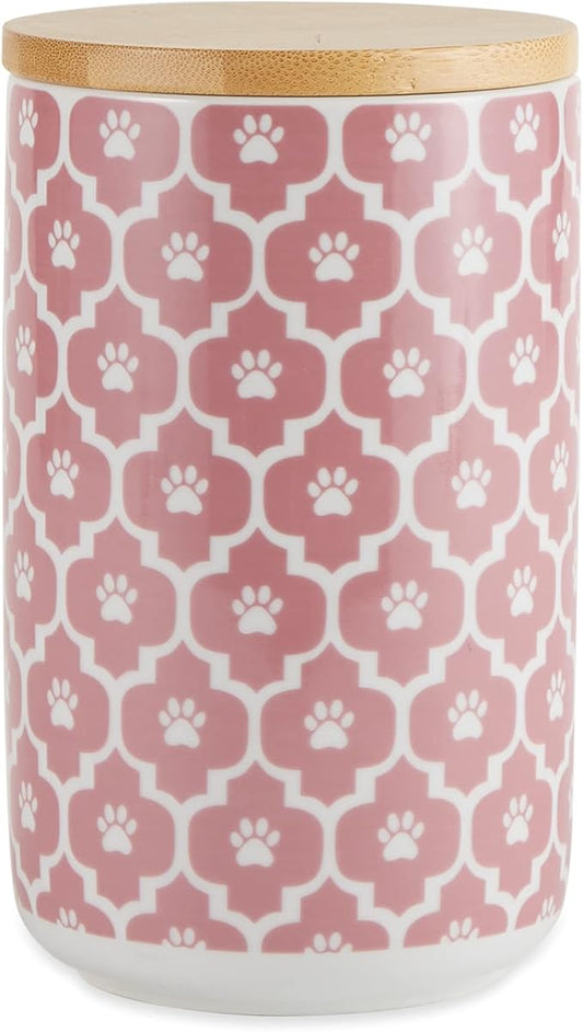 Bone Dry Lattice Collection Pet Bowl & Canister, Treat Canister, 4x6.5", Rose