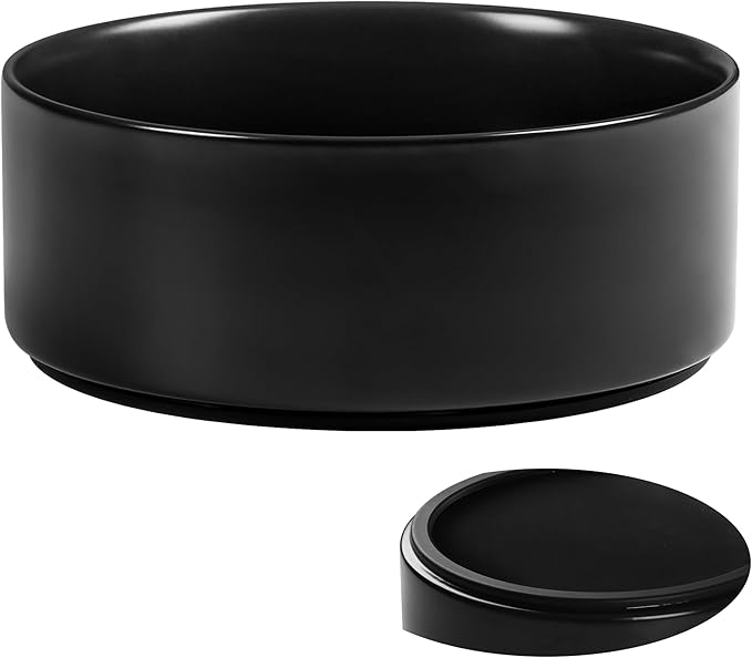Large Dog Bowls, Non Slip Heavy Ceramic Dog Food and Water Bowl with Silicone Base, 8" Pet Feeding Bowl for Small, Medium, and Big Dogs (Black, 8 Inches)