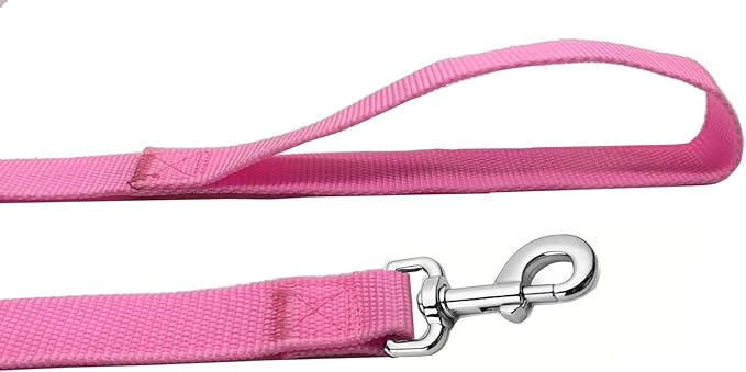 Strong Nylon Dog Leash, 4FT/ 5 FT/ 6FT Dog Leashes for Medium Large Dogs (5FT, Pink)