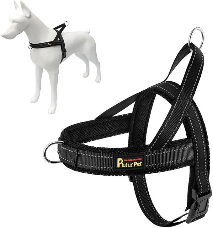 Plutus Pet No Pull Dog Harness with Breathable Mesh Padded, Adjustable Reflective Escape Proof Dog Harness, Quick Fit Dog Vest Harness for Small Medium Large Dogs(L, Black)