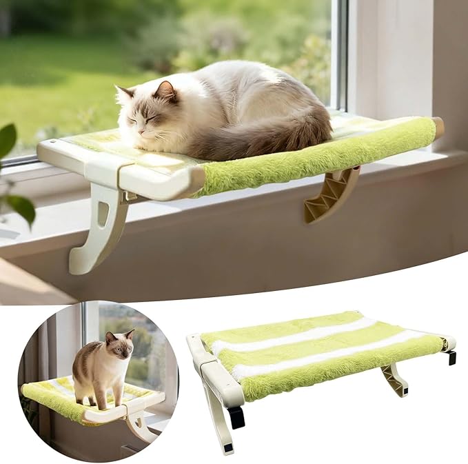 Cat Bedside Hammock for Indoor Cats, Adjustable Pet Hammock and Window Perch with Strong Support, Hanging Bed with Removable Cover for Windowsills