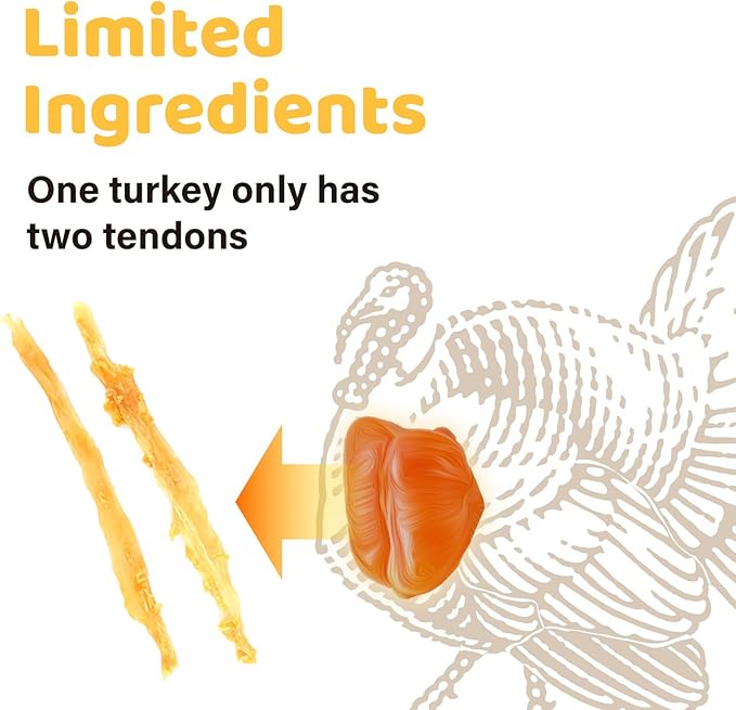 iPaw 5 Packs Value Combo Turkey Tendons for Dogs, 100% Turkey and US Sourced Raw Material, Hypoallergenic, All Natural Human Grade Puppy Chew, Rawhide Alternative Dog Treats, Strip (Large)