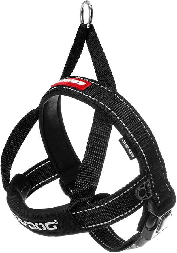 EzyDog Quick Fit Dog Harness ??No Pull Harness for Training, Everyday Walking, and Easy Control - Adjustable Fit, Reflective, and Padded (Large, Black)