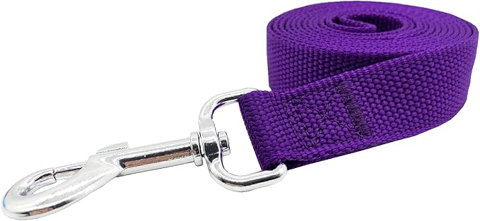 Nylon Dog Training Leash, Traction Rope, 4Ft /5 Foot /6 Feet Long, 5/8 inch 3/4 Inch 1 Inch Wide, for Small and Medium Dogs (1'' x 7 FT, Purple)