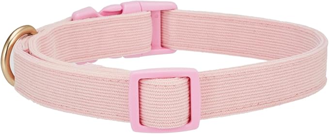 Soft Corduroy Fibric Dog Collar, Quick Side Release Buckle, for Medium Dogs(Light Pink,Medium:12-19")