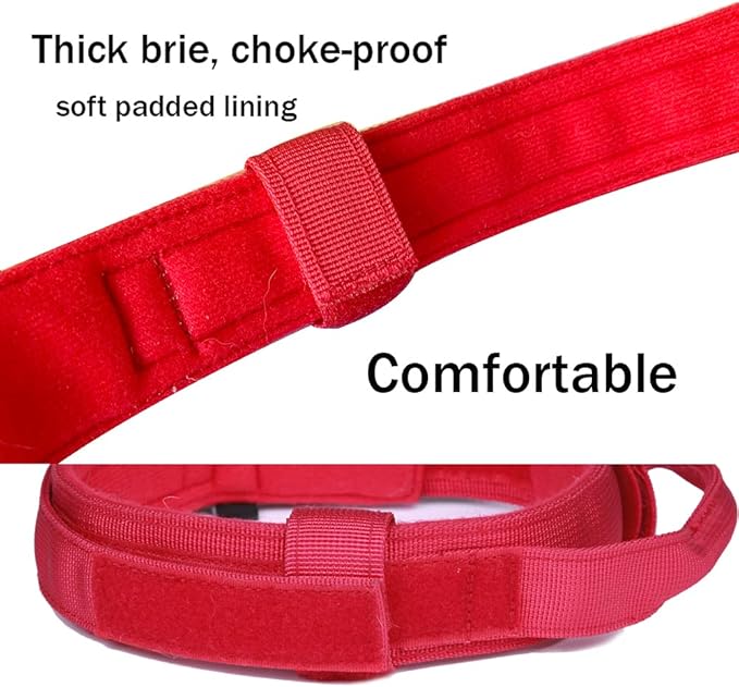 Xqpetlihai Tactical Dog Collar and Leash Set Adjustable Military Nylon Dog Collar with Control Handle and Heavy Duty Metal Buckle for Large Dogs（Red XL