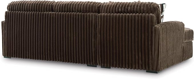 Signature Design by Ashley Midnight-Madness Casual 2-Piece Sectional Sofa with Chaise and Reversible Seat Cushion, Accent Pillows Included, Soft Jumbo Corduroy, 92" W x 41" D x 40" H, Dark Brown