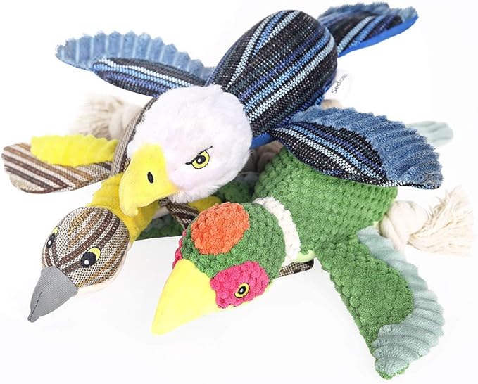Dog Toys Set, Large Dogs Toy, Stuffed Animal Dog Chew Toy, Soft Plush Dogs Toys Pack for Small. Middle, Large Breed(3-Pack, Birds)