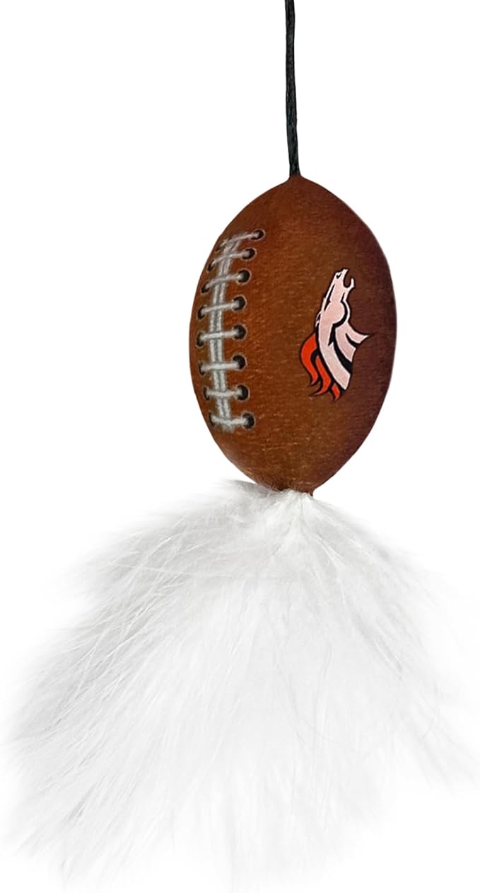 NFL Denver Broncos Cat Tunnel Tube Toy with Plush Football Catnip and Feathers Collapsible Tunnel for Cats to Play, Peek and Hide, Sporty & Fun Cat Tunnel Toy with Team Logo All-Over Design!
