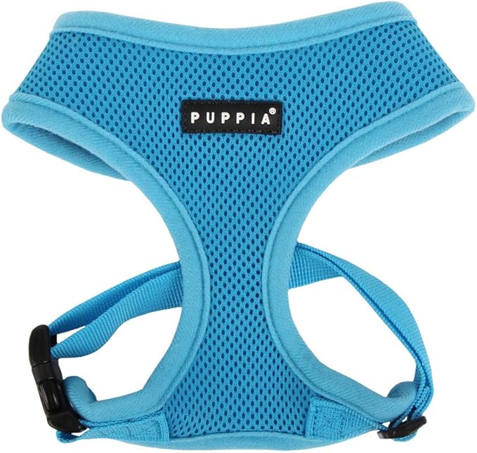Puppia Soft Dog Harness No Choke Over-The-Head Triple Layered Breathable Mesh Adjustable Chest Belt and Quick-Release Buckle, Sky Blue, X-Large
