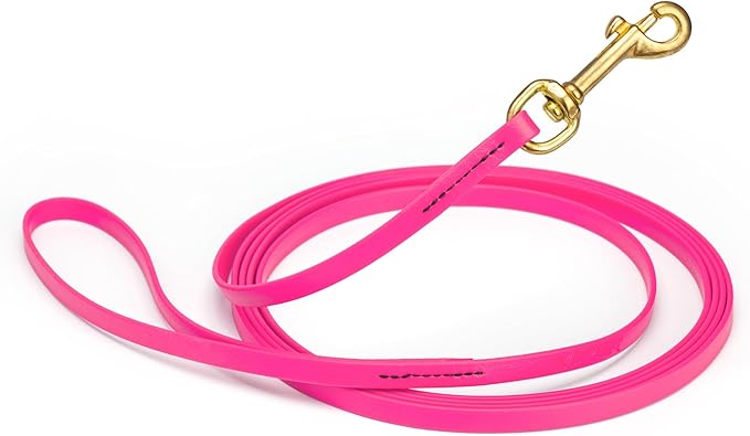 Viper Biothane K9 Working Dog Leash Waterproof Lead for Tracking Training Schutzhund Odor-Proof Long Line with Solid Brass Snap for Puppy Medium and Large Dogs, 15ft Passionfruit Pink
