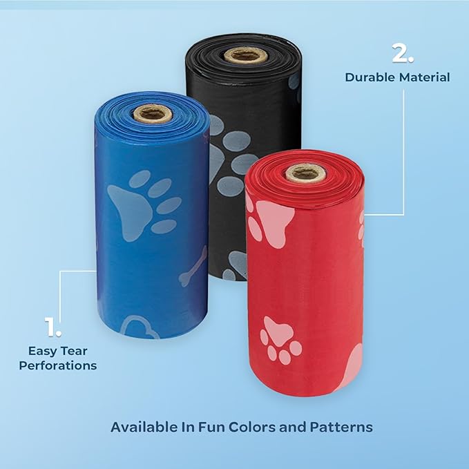 Best Pet Supplies Dog Poop Bags (900 Bags) for Waste Refuse Cleanup, Doggy Roll Replacements for Outdoor Puppy Walking and Travel, Leak Proof and Tear Resistant, Thick Plastic - Assorted Colors