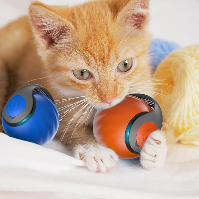 Upgrade Speedy 3.0 Tail Cat Toy, 2026 New Speedy Tail Interactive Cat Toy for Indoor Cats, USB Rechargeable Automatic Moving Smart Cat Toys Ball with Tail Two Speed Adjustment (Blue, 2PCS)