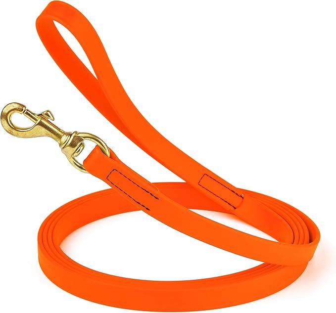 Viper Biothane K9 Working Dog Leash Waterproof Lead for Tracking Training Schutzhund Odor-Proof Long Line with Solid Brass Snap for Puppy Medium and Large Dogs, 20ft Hunter Orange