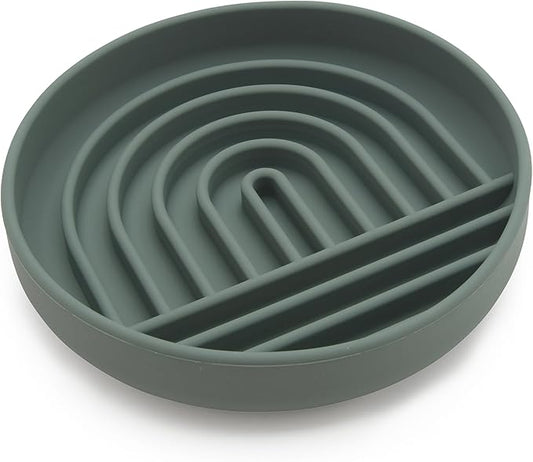 Should We Go? Slow Feeder for Dogs & Cats, The Slowdown Bowl Silicone Slow Eating Mealtime Solution with Modern Lick Mat Design, Reduces Gulping, Fits 1 Cup, 6” Across x 1.25” Tall, Small-Spruce