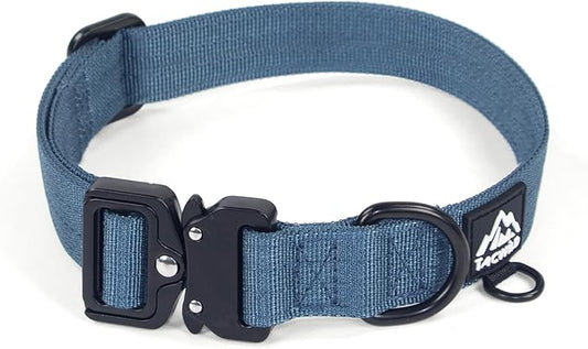 Medium Dog Collar Boy Girl- Adjustable, Chew Proof Nylon Collar with Metal Quick Release Buckle and D-Ring for Dog Tags (Haze Blue, M)