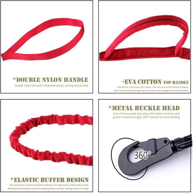 Xqpetlihai Tactical Dog Collar and Leash Set Adjustable Military Nylon Dog Collar with Control Handle and Heavy Duty Metal Buckle for Large Dogs（Red S