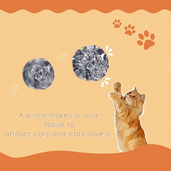 Andiker Cat Crinkle Balls, 2.36 Inches 6 Colors 12pcs Cat Balls Chew and Chase Kitten Mylar Crinkle Ball Lightweight Cats Toys for Indoor Cats to Keep Fit and Active(12pcs)