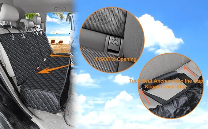 Dog Car Seat Cover for Back Seat Cover for Kids, Waterproof X Large Rear Seat Protector for Pet Auto SUV Truck (XL, Black)