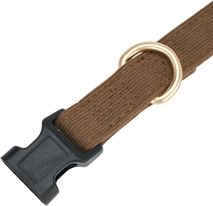 Soft Corduroy Fibric Dog Collar, Quick Side Release Buckle, for Small Dogs.(Brown,Small:10-15")