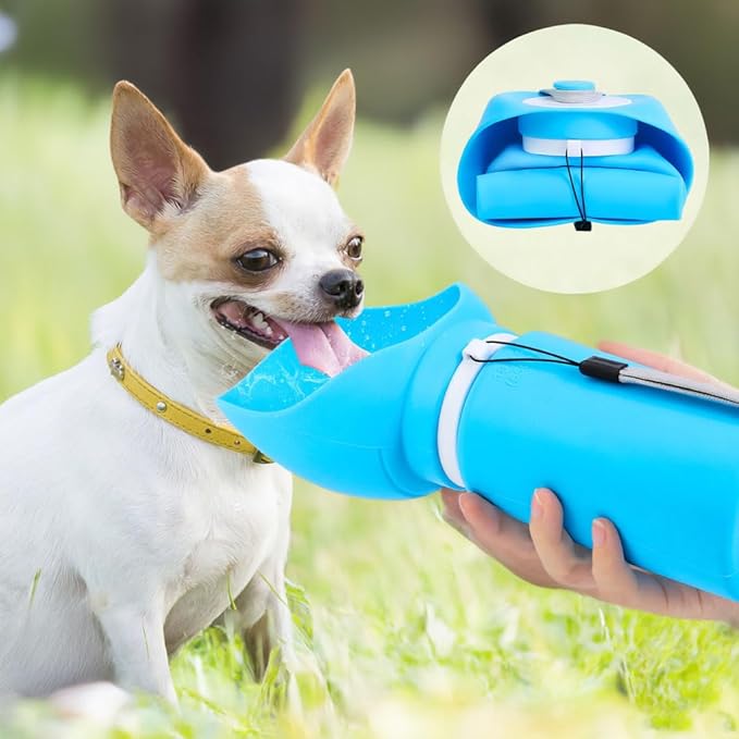 The Foldable Dog Water Bottle and 3-in-1 Snack and Garbage Bag Storage Box are The First Choice for Outdoor Activities, Equipped with 1 roll of Garbage Bags and a Garbage Hanging Ring.