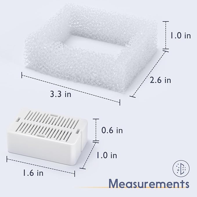 8 Pack Ceramic Cat Water Fountain Filters Replacement, 8 Cat Fountain Filters & 2 Pre-Filter Sponges for Ceramic Pet Water Fountains (8+2)