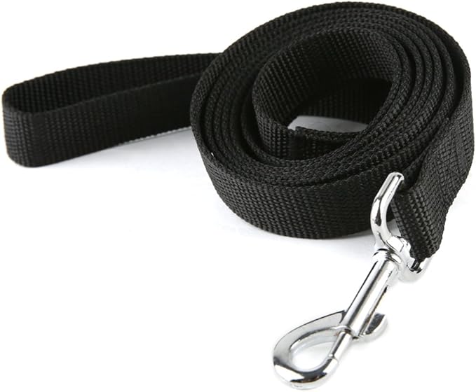 Nylon Dog Training Leash, Traction Rope, 4Ft /5 Foot /6 Feet Long, 5/8 inch 3/4 Inch 1 Inch Wide, for Small and Medium Dogs (5/8'' x 6 FT, Black)