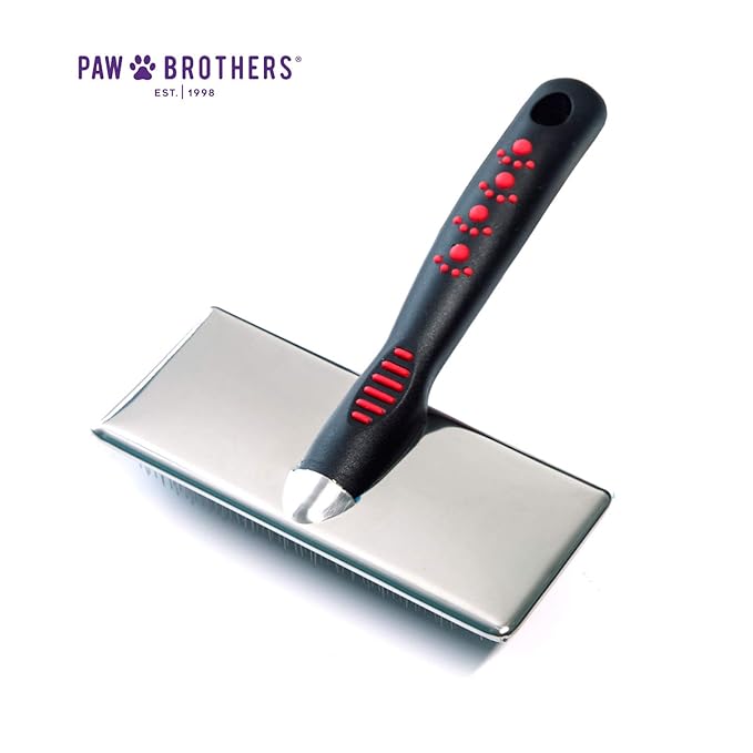 Ryan's Pet Supplies Paw Brothers Flat Slicker Brush for Dogs, Dog Brush for Long Haired Dogs, Professional Grade, Coated Tips, Gentle on Skin, Maximum Coverage, Large 4.5" x 2"