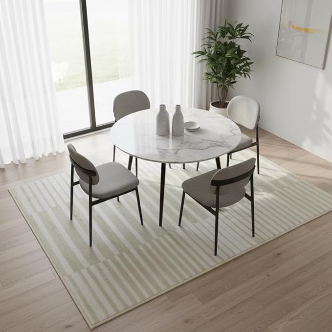 Muddy Mat짰 Creamline 5ft x 7ft Washable Area Rugs for Living Room, Bedroom & Dining Room ??Modern Soft Low Pile Non Slip Carpet ??Pet Friendly Waterproof Foldable Rugs for Home