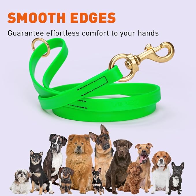 Viper Biothane K9 Working Dog Leash Waterproof Lead for Tracking Training Schutzhund Odor-Proof Long Line with Solid Brass Snap for Puppy Medium and Large Dogs 6ft, Tropical Green